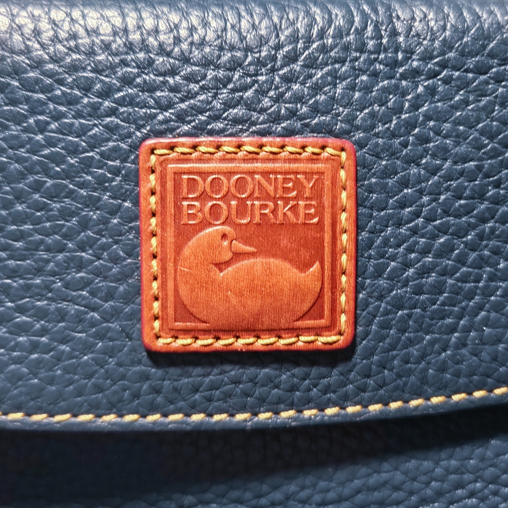 NWT - Vintage Dooney & Bourke Navy and Tan Leather Satchel - Picture 6 of 13